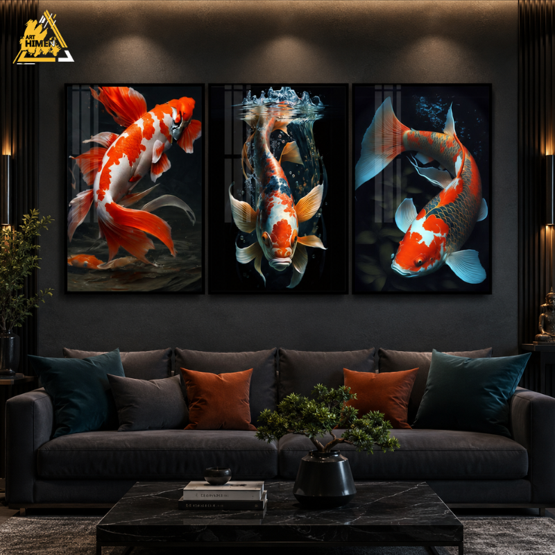 Crimson Koi Triptych (3-Piece Set) 2